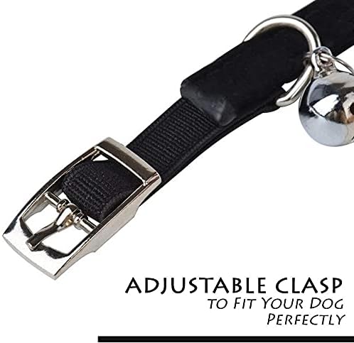 CHUKCHI Soft Velvet Safe Cat Adjustable Collar Bling Diamante with Bells,2 Pcs Black+Red