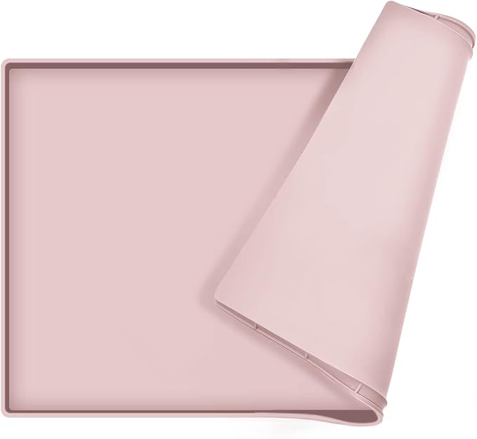 Dog Food Mat,Silicone Waterproof Food Tray,Non Slip Pet Bowl Mats Placemat,0.6" Raised Edge,Suitable for Most Small and Medium Sized Pets,18.5" x 11.5"
