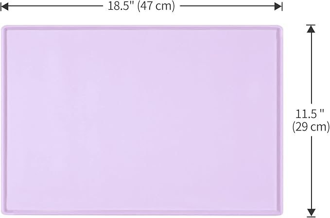 Dog Food Mat,Silicone Waterproof Food Tray,Non Slip Pet Bowl Mats Placemat,0.6" Raised Edge,Suitable for Most Small and Medium Sized Pets,18.5" x 11.5"