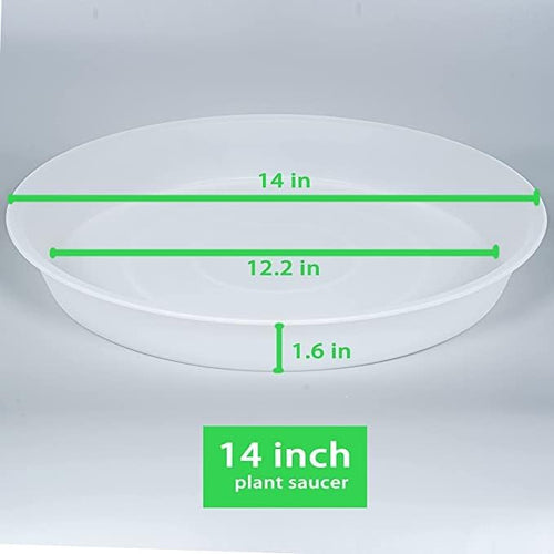 4 Pack of 14 inch Plant Saucers Bird Bath Bow Round, Plastic Plant Saucer Tray for Pots, White Planters for Indoor Plants, Plant Trays for Planter 12-15" (14", Clear)