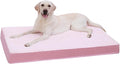 KSIIA Orthopedic Dog Bed - Waterproof & Washable with Removable Cover, Deluxe Plush Egg Crate Foam Design for Large Dogs, 35x22 Inch Pink Dog Crate Bed