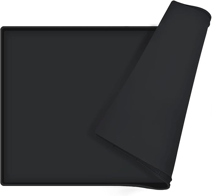 Dog Food Mat,Silicone Waterproof Food Tray,Non Slip Pet Bowl Mats Placemat,1" Raised Edge,Suitable for Most Small and Medium Sized Pets,32" x 24"