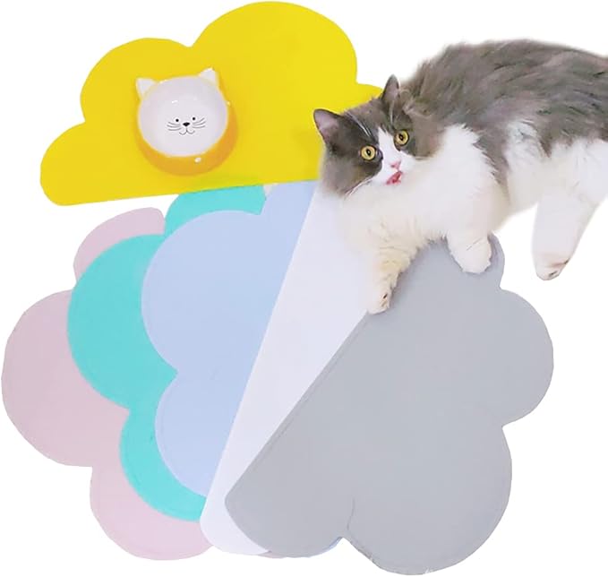 Love Dream Silicone Pet Feeding Food Mat with Raised Edge, Anti-Slip Waterproof Pet Bowl Mat Placemat for Dog and Cat (Dark Purple)