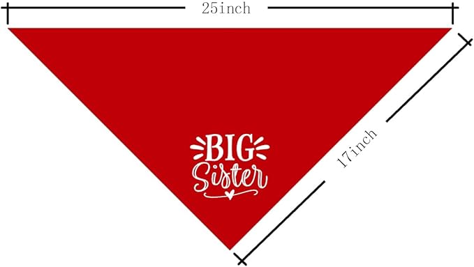 Big Sister Dog Bandana, Pet Dogs Pregnancy Announcement, Red Dog Bandana, Pet Bandanas for Small Medium Large Dogs (M)
