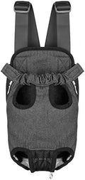 Pet Dog Puppy Cat Carrier Five Holes Backpack Double Shoulder Straps Denim Front Chest Backpack Bag, S, Black