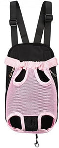 Pet Dog Puppy Cat Carrier Five Holes Backpack Double Shoulder Straps Mesh Front Chest Backpack Bag, L, Pink