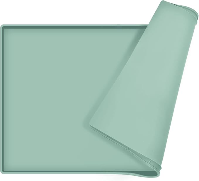 Dog Food Mat,Silicone Waterproof Food Tray,Non Slip Pet Bowl Mats Placemat,0.8" Raised Edge,Suitable for Most Small and Medium Sized Pets,28" x 18"
