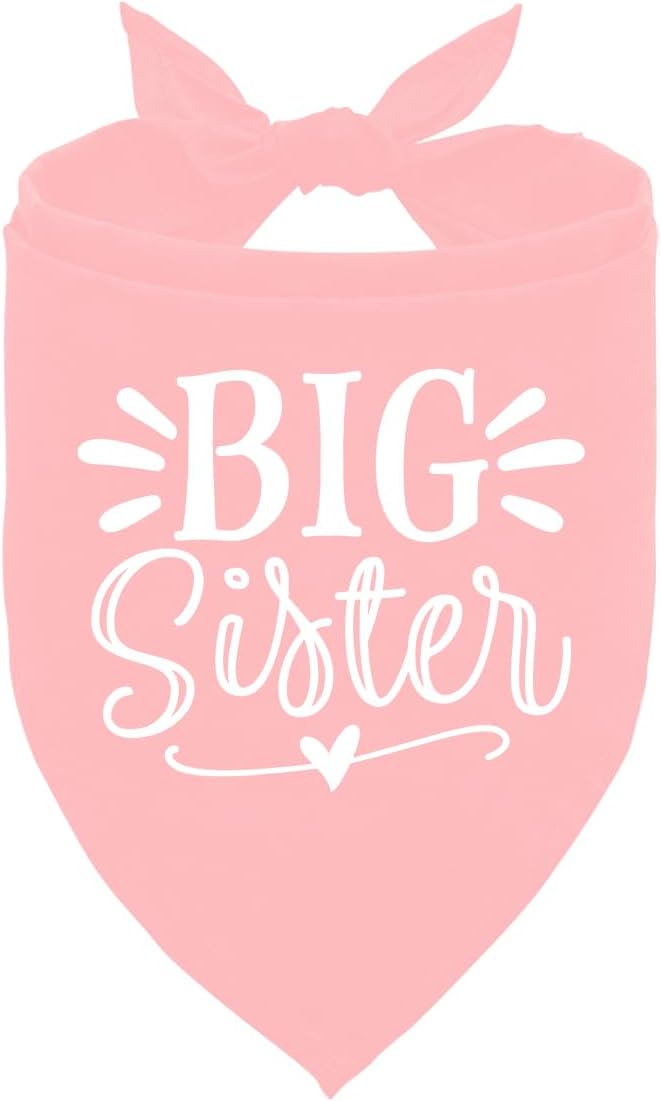 Big Sister Dog Bandana, Dog Bandana, Pink Pet Dog Scarf Accessories, Pet Dog Triangle Scarf, Dog Bandana for Large Dogs, Baby Announcement Dog Bandana, Dog Bandana Pet Scarf (L)