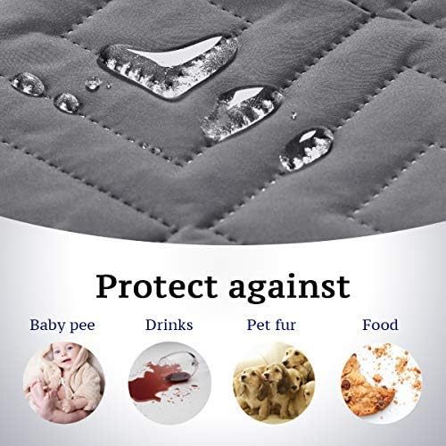 H.VERSAILTEX Reversible Quilted Recliner Covers Water Resistant Furniture Protector for Reclienr Chair with Elastic Straps for Pets Kids Sitting Width Up to 22"(Recliner, Gray/Beige)
