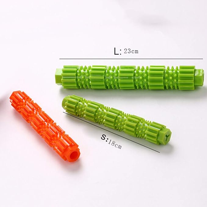 oAtm0eBcl Pet Dog Chew Toy, TPR Rubber Stick Puppy Chewy Toy for Aggressive Chewer, Teeth Cleaning & Slowing Feeding Toy for Dogs Orange L