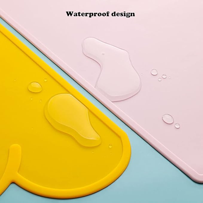 Love Dream Silicone Pet Feeding Food Mat Dog Cat Placemat Mat with Raised Edge, Anti-Slip Waterproof Pet Bowl Mats Pet Food Tray (Black)