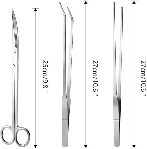 3 in 1 Aquarium Aquascape Tools Kit Long Stainless Steel Aquarium Tank Aquatic Plant Tweezers Scissors Tools