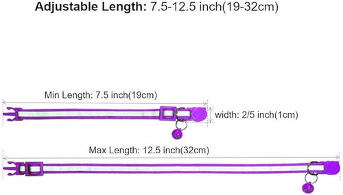 3 Pack Reflective and Breakaway Cat Collars with Bells，Adjustable Kitten Collars from 7.5 to 12.5 Inches, Ideal of Kitten Collar, Suitable for Girls and Boys (Purple)