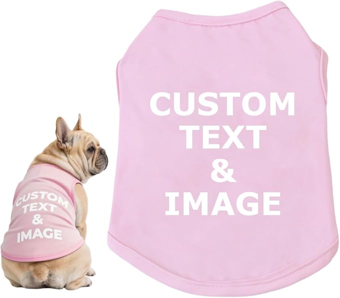 Custom Dog Shirt,Personalized Pet Apparel with Name Text Photo Image,Lightweight Breathable Puppy Kitten Cotton Vest for Small Medium Large Dogs Cats,Puppy Gift (Pink, 6X-Large)