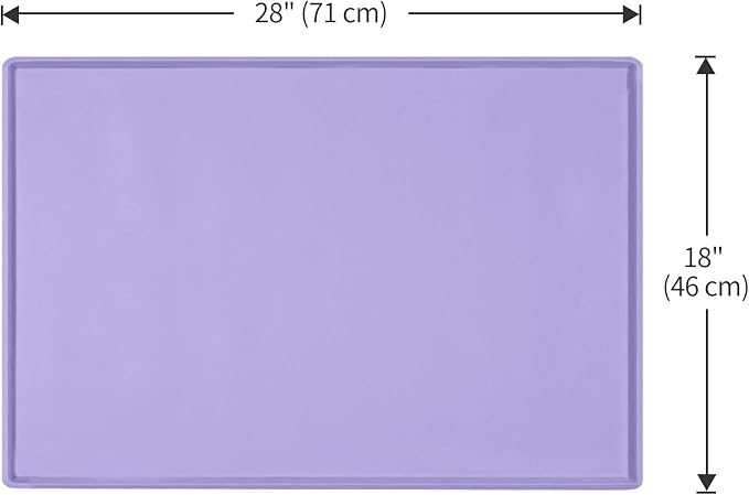 Dog Food Mat,Silicone Waterproof Food Tray,Non Slip Pet Bowl Mats Placemat,0.8" Raised Edge,Suitable for Most Small and Medium Sized Pets,28" x 18"