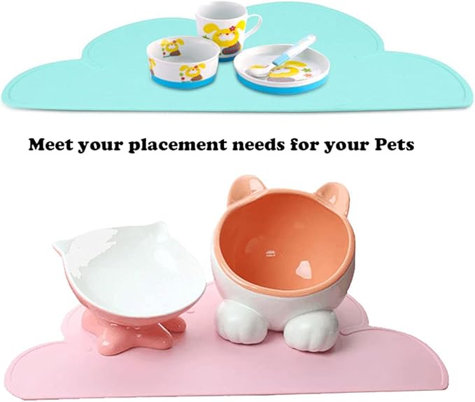 Love Dream Silicone Pet Feeding Food Mat Dog Cat Placemat Mat with Raised Edge, Anti-Slip Waterproof Pet Bowl Mats Pet Food Tray (Black)