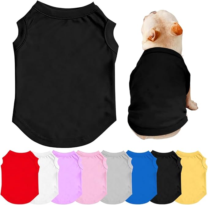 Customized Dog Shirt for Small Medium Large Dogs Personalized with Photo Text Logo Name T-Shirt Summer Breathable Clothes, 1 PC Blank Black, S