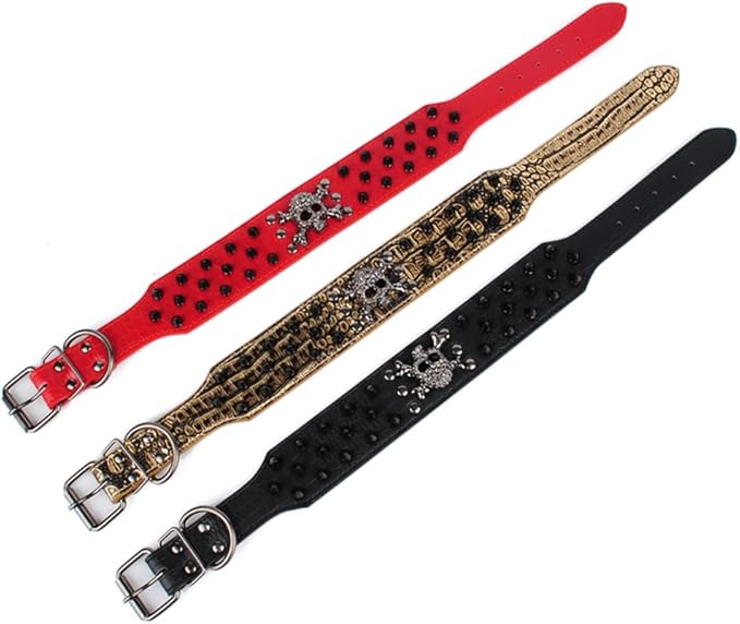 Serijoars Spiked Studded Dog Collar, PU Leather Dog Collar, Adjustable Pet Collars for Medium or Large Breed Pet (S, Pink2)