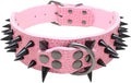 Serijoars Spiked Studded Dog Collar, PU Leather Dog Collar, Adjustable Pet Collars for Medium or Large Breed Pet (S, Pink3)