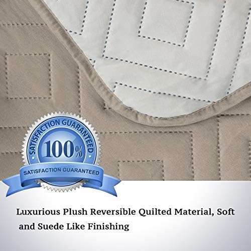 H.VERSAILTEX Reversible Loveseat Cover Furniture Protector Anti-Slip Water Resistant 2 Inch Wide Elastic Straps Couch Covers Pets Kids Fit Sitting Width Up to 46"(Love Seat: 75" x 90", Khaki/Beige)