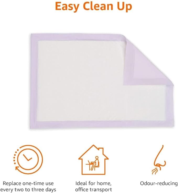 Amazon Basics Cat Litter Pee Pads, Odor Control with Fresh Scent, Super Absorbent, Multi Cat, Disposable, Universal Fit for Litter Box, Purple, 20 Count