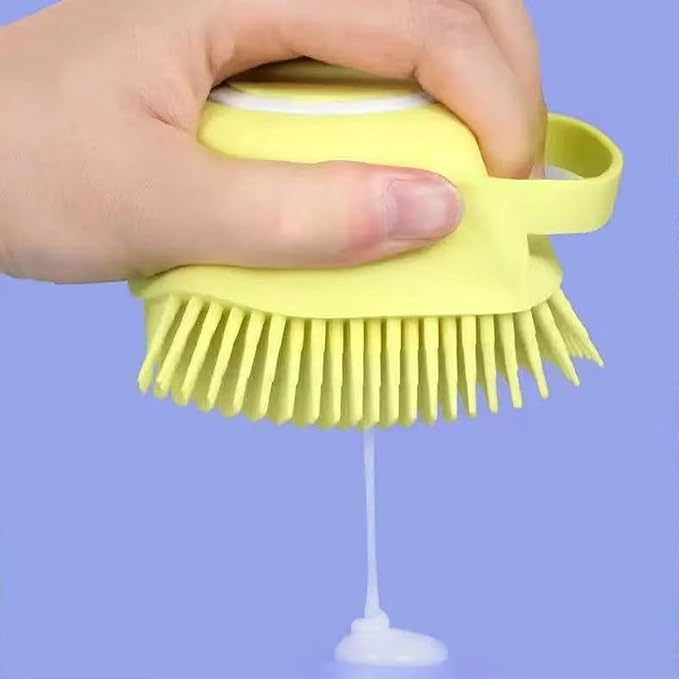 Pets Bath Brush | Scrubber for Bath | Dog Shampoo Brush | Dog Washing/Shower Brush, Suitable for Short/Long Haired Dogs, Dog Brush for Shedding, Bathing, Massaging & Grooming (blue) (yellow)