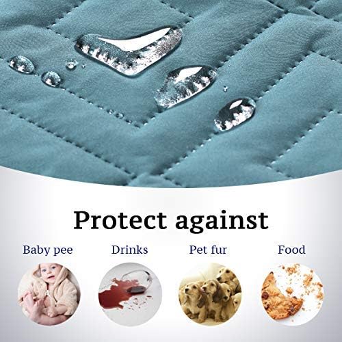 H.VERSAILTEX Reversible Sofa Slipcover Furniture Protector Water Resistant 2" Elastic Straps Sofa Cover Couch Covers Pets Fit Sitting Width Up to 78" (Oversized Sofa: 86" x 132", Cameo Blue/Beige)