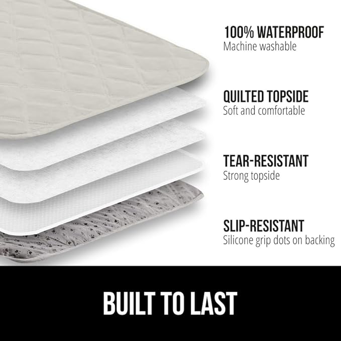 GORILLA GRIP Waterproof Bed Cover for Dogs, 82x82, Gripped Slip Resistant Backing, Leak Proof Washable Dog Blanket Covers Sofa, Couch, Sectional, Crate, Car, RV Seats, Pet Puppy Essentials Light Taupe