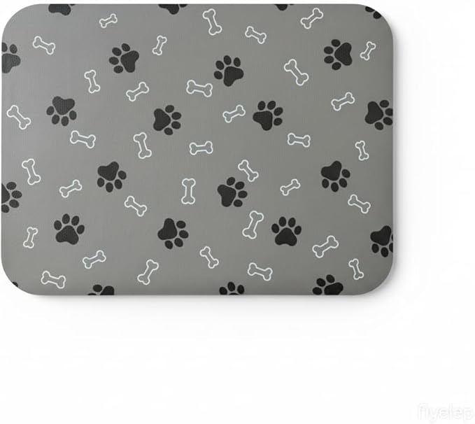 Pet Cat Dog Food Mat Non Slip Mat for Dog Water Bowl Mat Quick Dry Absorbent Cat Feeding Mat, 18.1 * 11.8 in, Light Grey
