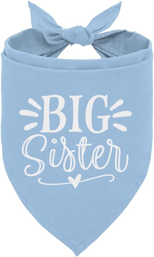 Big Sister Dog Bandana, Light Blue Pet Scarf Accessories, Pet Triangle Scarf, Dog Bandana for Small Medium Dogs, Baby Announcement Dogs Bandana (M)