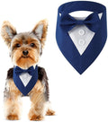 Dog Wedding Bandana, Formal Dog Tuxedo Adjustable Pet Collar with Bow, Small, Medium and Large Wedding Clothing, Birthday Gifts for Dogs (Medium, Blue)