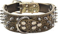 Serijoars Spiked Studded Dog Collar, PU Leather Dog Collar, Adjustable Pet Collars for Medium or Large Breed Pet (S, Gold Brown1)