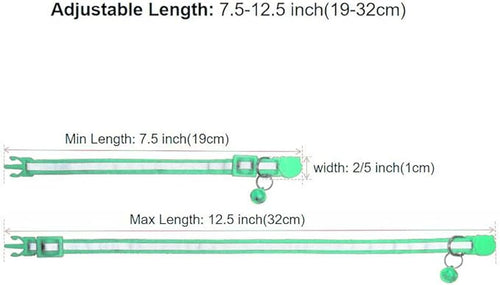 3 Pack Reflective and Breakaway with Bells of Cat Collar，Adjustable from 7.5 to 12.5 Inches, Ideal of Kitten Collar, Suitable for Girls and Boys (Light Green)