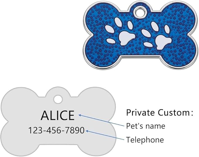 Personalized Dog Cute Paw Pet ID Tag for Pet Collar or Key Chain - Dog Name tag, cat Tags Personalized, cat id tag, Kitten Name tag, Kitten id tag (Bone-Shaped-Small: Red)