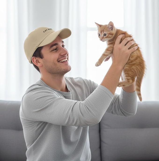 Cat Mom & Dad Hats for Proud Cat Parents | for Men & Women | Embroidered Text - Adjustable Fit - 100% Cotton