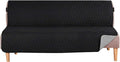 H.VERSAILTEX Futon Cover Reversible Sofa Slipcover Furniture Protector Water Resistant 2 Inch Wide Elastic Straps Sofa Bed Pets Kids Dog Cat Fit Sitting Width Up to 70"(Futon, Black/Grey)