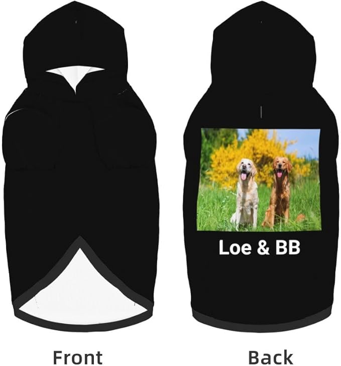 Custom Dog Hoodie Personalized Photo Text Logo Name Dog Clothes, Soft & Warm for Puppy Sweatshirt Hooded for Small Medium Large Dogs Girl/Boy Cats/Kitten, Chocolate, XL