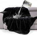 gogobunny Waterproof Bed Blanket, Reversible Sherpa Fleece Throw Blanket for Dog Puppy Cat, Furniture Cover Protects Bed Couch Sofa from Liquid Pee and Pet Fur (Black, 90x90 inches)
