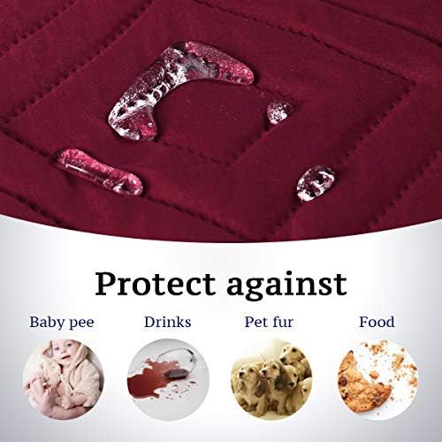 H.VERSAILTEX Reversible Sofa Slipcover Furniture Protector Water Resistant 2 Inch Wide Elastic Straps Sofa Cover Couch Covers Pets Kids Fit Sitting Width Up to 66" (Sofa: 75" x 110", Red/Tan)