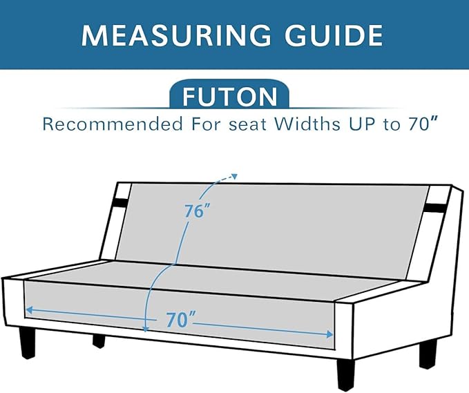 H.VERSAILTEX Futon Cover Reversible Sofa Slipcover Furniture Protector Water Resistant 2 Inch Wide Elastic Straps Sofa Bed Pets Kids Dog Cat Fit Sitting Width Up to 70"(Futon, Dark Teal/Beige)