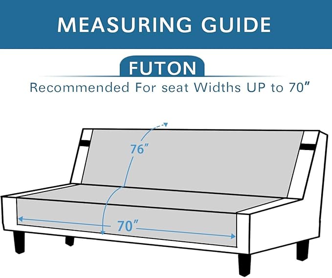 H.VERSAILTEX Futon Cover Reversible Sofa Slipcover Furniture Protector Water Resistant 2 Inch Wide Elastic Straps Sofa Bed Pets Kids Dog Cat Fit Sitting Width Up to 70"(Futon, Navy/Beige)