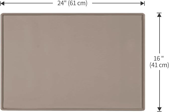 Dog Food Mat,Silicone Waterproof Food Tray,Non Slip Pet Bowl Mats Placemat,0.6" Raised Edge,Suitable for Most Small and Medium Sized Pets,24" x 16"