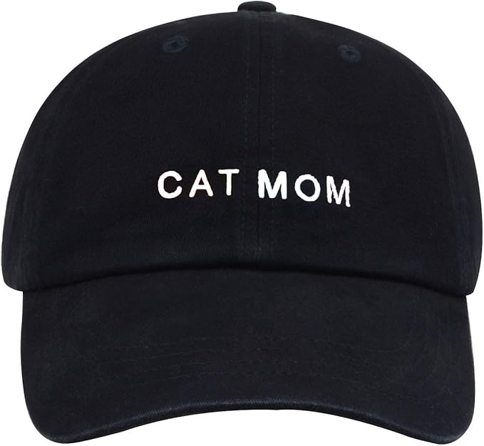 Cat Mom & Dad Hats for Proud Cat Parents | for Men & Women | Embroidered Text - Adjustable Fit - 100% Cotton