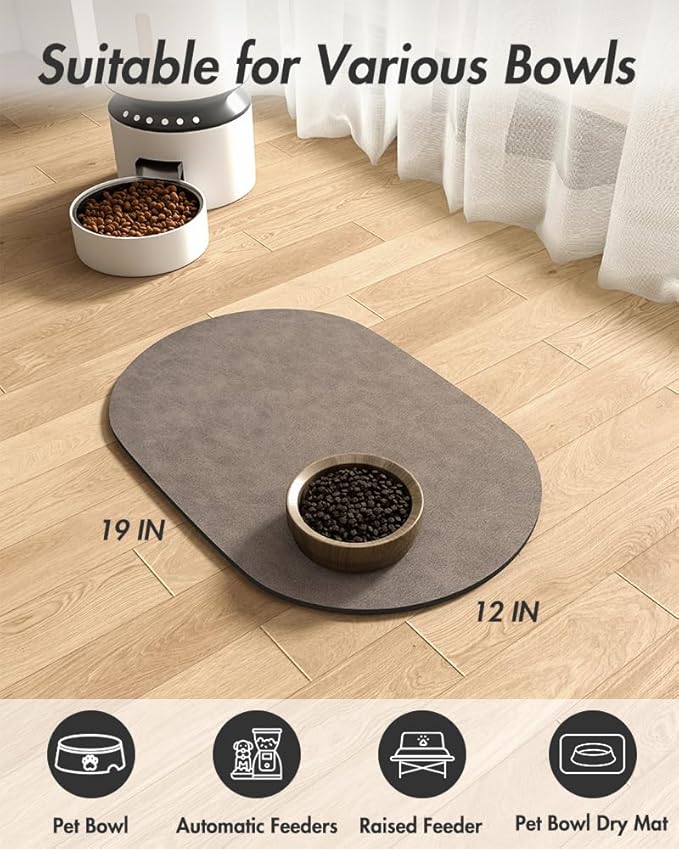 Absorbent Dog Water Mat-Cat Mat for Food and Water Bowl, Quick Dry Pet Feeding Mat, No Stains Pet Food Mat, Pet Accessories Pet Supplies-Cat Bowl Mat for Messy Drinkers, 12"x19"