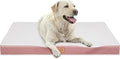 Sunheir Orthopedic Dog Bed for Extra Large Dogs, Waterproof Deluxe Plush Dog Crate Bed with Removable Washable Cover & Anti-Slip Bottom, Egg Crate Foam Pet Bed Mat, 41 x 27 Inches, Pink