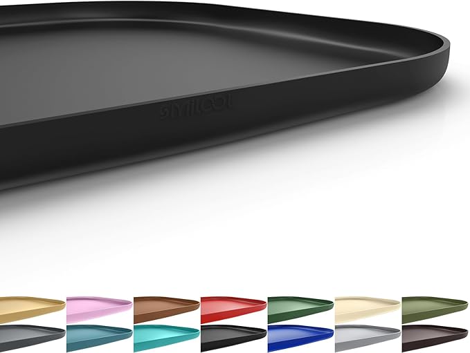 Silicone Pet Feeding Mat with Raised Edge for Food and Water, Dog Bowl Mats, Cat Bowls Placemat with High Lip for Floor Waterproof, Rubber Tray for Cats and Dogs 24 x 16 x0.8 Black
