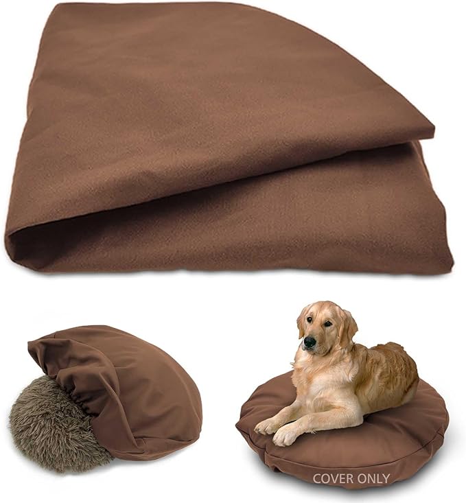 Dog Bed Cover Waterproof Replacement Machine Washable Covers for Dog Bed Heavy Duty Scratch Resistant Mattress Protector Pet Bed Round 44x44 Inch Cover Only Brown
