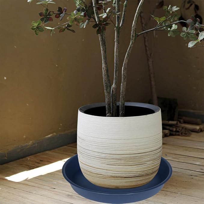 2 Pack of 16 17 inch Plant Saucer (15 inch Base), 2.3" Depth, Plant Trays for Pots, Plastic Plant Saucers for Indoors, Flower Pot Drip Trays for Planter (17", Blue)