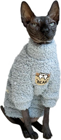 Sphynx Cat Clothes Hairless Cat Super Soft Warm Fleece T Shirt Elastic Winter Sweater Outfit, Pet Clothes for Sphynx Cat Coat for Cats and Small Dogs Apparel (Blue, Medium)