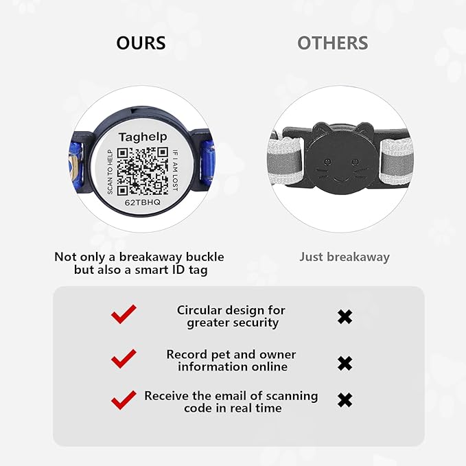 Smart Lost & Found System: Breakaway Cat Collar with Free Lifetime QR Code ID, Adjustable Reflective Kitten Collar (Stars & Moon) - No Monthly Fees, Pink Pet Safety (Pink)